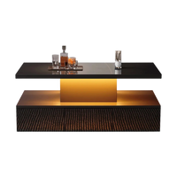 Table basse rectangulaire noire à double plateau avec LED et rangement – LED 16 couleurs 6