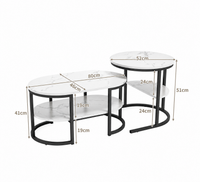 Table basse gigogne ronde et ovale avec rangement – Effet marbre, 2 tables 4