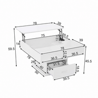 Table basse relevable avec LED et rangement – Plateau relevable & LED Bluetooth 5
