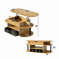 Table basse ovale relevable avec rangements design et bois – Plateau relevable 8