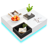 Table basse carrée avec LED et rangement amovible – Coffre amovible & LED 1
