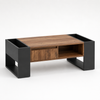 Table basse en bois rectangulaire design avec tiroir et rangements – Rangement intégré