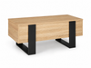 Table basse relevable en bois et noir style industriel – plateau relevable et rangement