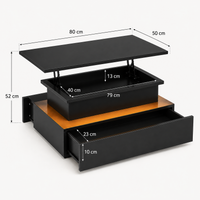 Table basse relevable rectangulaire bois avec éclairage LED – Plateau relevable & LED 5