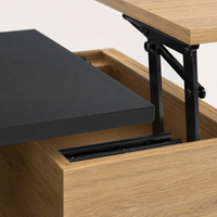 Table basse relevable en bois et métal avec LED intégrée et grand rangement 6