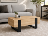 Table basse relevable en bois et noir style industriel – plateau relevable et rangement 2