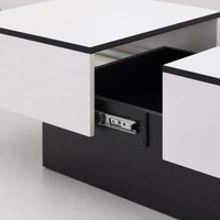 Table basse rectangulaire extensible avec rangements noire et blanche – Plateau extensible 6