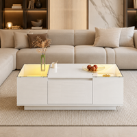 Table basse moderne en verre avec LED et rangements – LED Bluetooth 16 couleurs 3