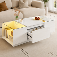 Table basse moderne en verre avec LED et rangements – LED Bluetooth 16 couleurs 4