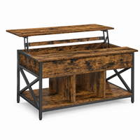 Table basse relevable bois et métal avec rangement – Plateau relevable & rangement caché 1