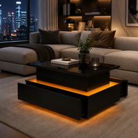 Table basse relevable rectangulaire bois avec éclairage LED – Plateau relevable & LED 3