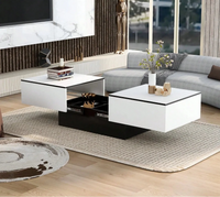 Table basse rectangulaire extensible avec rangements noire et blanche – Plateau extensible 3
