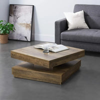 Table basse carrée avec plateau pivotant et plateau inférieur – Rangement modulable 2