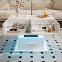 Table basse relevable avec LED et rangement – Plateau relevable & LED Bluetooth 3