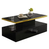 Table basse design à 2 niveaux avec tiroir et LED – 2 niveaux & LED