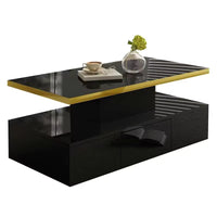 Table basse design à 2 niveaux avec tiroir et LED – 2 niveaux & LED 1