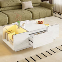 Table basse moderne en verre avec LED et rangements – LED Bluetooth 16 couleurs 3