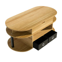 Table basse ovale relevable avec rangements design et bois – Plateau relevable 4
