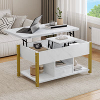Table basse relevable extensible effet marbre blanche – 4 en 1, relevable & extensible 2