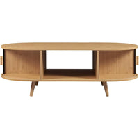 Table basse ovale bois avec rangement au style scandinave – Portes coulissantes 6