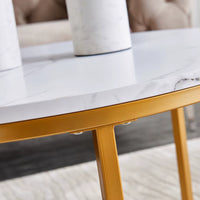 Table basse gigogne ronde effet marbre blanc et métal doré – 2 tables 4