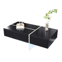 Table basse design noire et blanche avec LED – 3 tiroirs & LED connectée 1