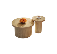 Table basse gigogne en bois design – Rondes en bois naturel, 2 tables 1
