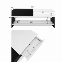 Table basse rectangulaire noire et blanche design avec rangements – Tiroir & compartiments 9