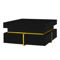Table basse carrée noire et dorée avec rangements design – Accents dorés & 2 tiroirs 1