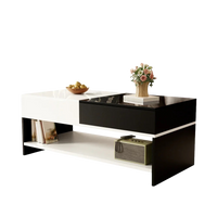Table basse rectangulaire noire et blanche design avec rangements – Tiroir & compartiments 1