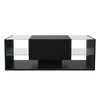 Table basse noire avec étagères en verre et éclairage LED – Verre trempé & LED