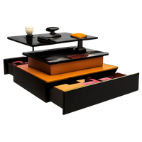 Table basse relevable rectangulaire bois avec éclairage LED – Plateau relevable & LED 1