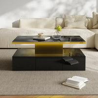 Table basse design à 2 niveaux avec tiroir et LED – 2 niveaux & LED 3