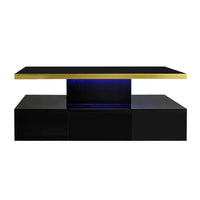 Table basse design à 2 niveaux avec tiroir et LED – 2 niveaux & LED 6