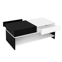 Table basse rectangulaire noire et blanche design avec rangements – Tiroir & compartiments 7