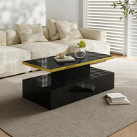 Table basse design à 2 niveaux avec tiroir et LED – 2 niveaux & LED 2