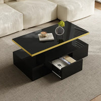 Table basse design à 2 niveaux avec tiroir et LED – 2 niveaux & LED 4
