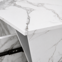 Table basse effet marbre blanche avec tiroirs – Trapézoïdale & 2 tiroirs 5