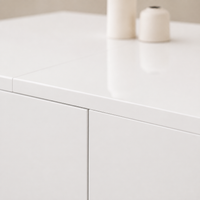 Table basse blanche laquée avec rangement et tiroirs design – Ouverture par pression 5