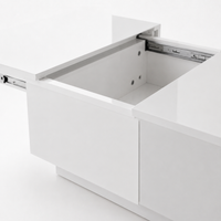 Table basse blanche laquée avec rangement et tiroirs design – Ouverture par pression 6