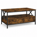 Table basse bois rectangulaire avec rangement style campagne – 2 tiroirs & compartiment