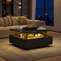 Table basse carrée avec vitrine et LED – Vitrine & LED personnalisable 2