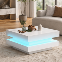 Table basse carrée blanche avec LED et plateau pivotant – Plateau pivotant 360° 2