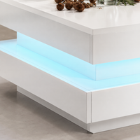 Table basse carrée blanche avec LED et plateau pivotant – Plateau pivotant 360° 6