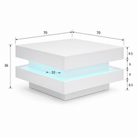 Table basse carrée blanche avec LED et plateau pivotant – Plateau pivotant 360° 7
