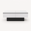 Table basse rectangulaire extensible avec rangements noire et blanche – Plateau extensible