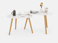 Table basse gigogne ovale blanche et bois scandinave – 2 tables