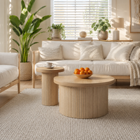 Table basse gigogne en bois design – Rondes en bois naturel, 2 tables 3