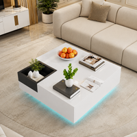 Table basse carrée avec LED et rangement amovible – Coffre amovible & LED 3