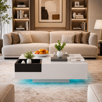 Table basse carrée avec LED et rangement amovible – Coffre amovible & LED 4